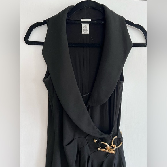 Cache XS Black Business Casual Dress with Gold Detailing - Picture 3 of 7
